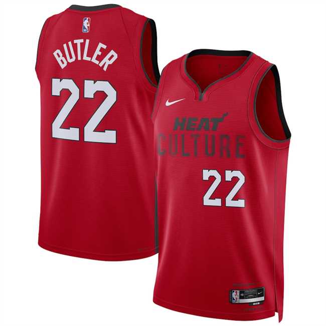 Mens Miami Heat #22 Jimmy Butler Red 2024-25 City Edition Stitched Jersey Dzhi->miami heat->NBA Jersey